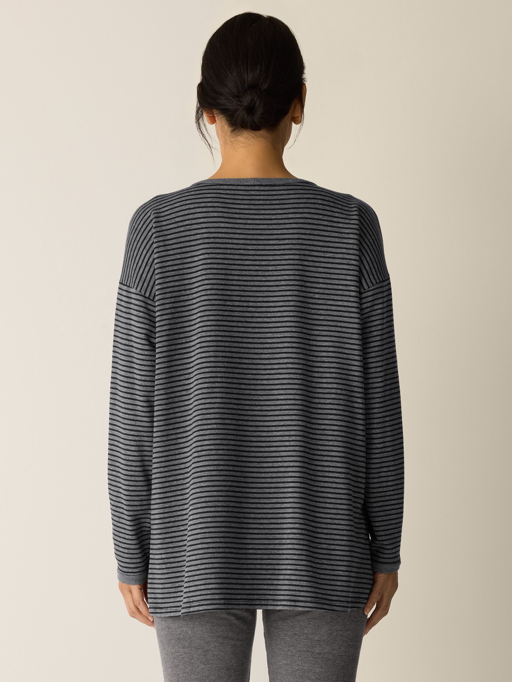 Striped Cozy Brushed Terry Long Box-Top
