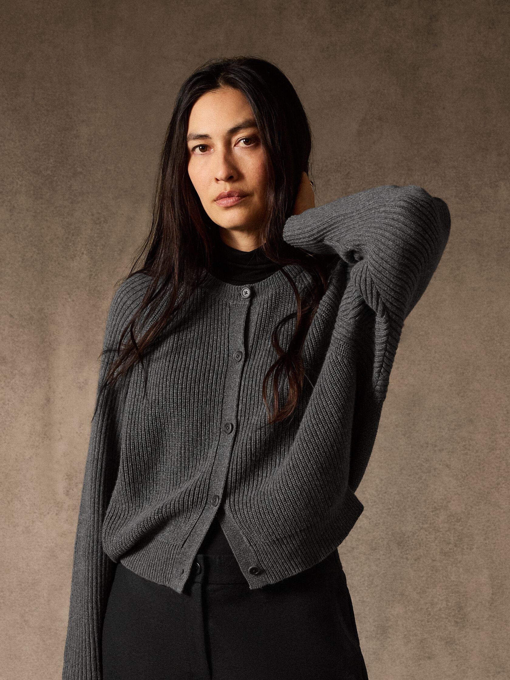 Cotton & Recycled Cashmere Crew Neck Cardigan