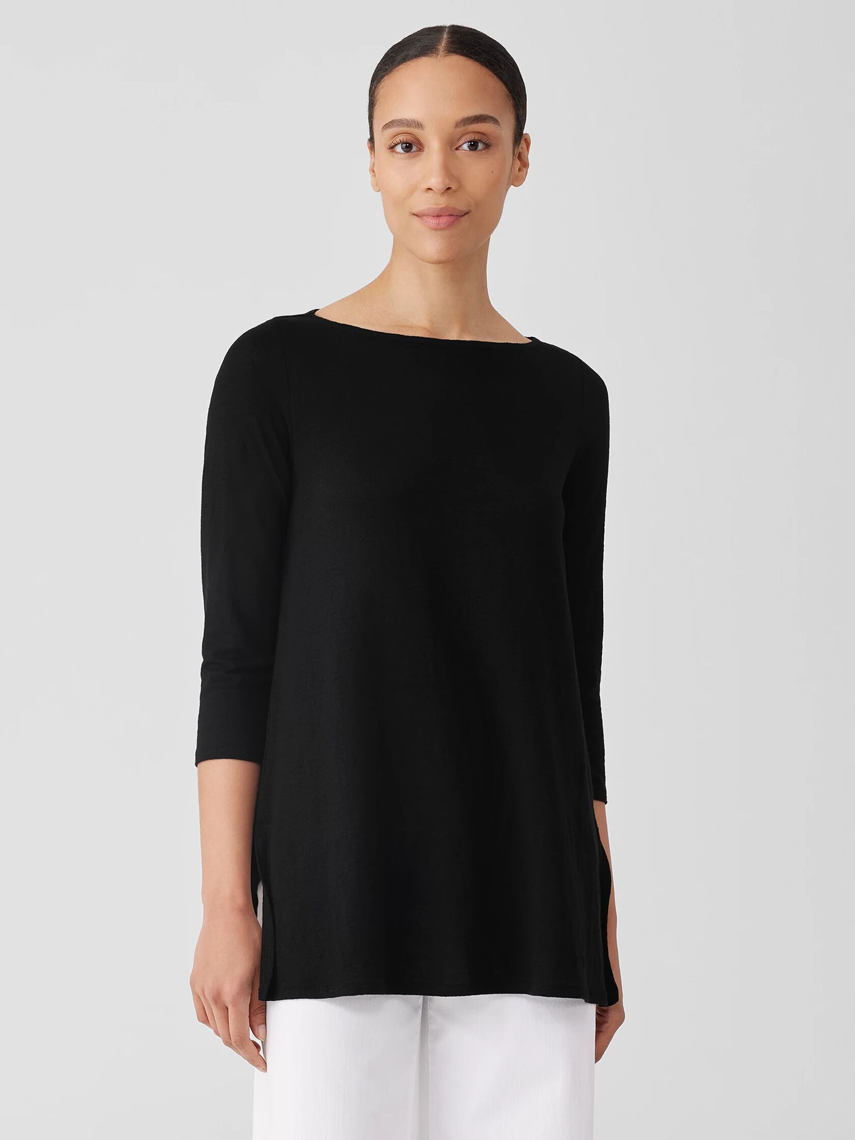 Organic Linen Jersey Bateau Top | FISHER