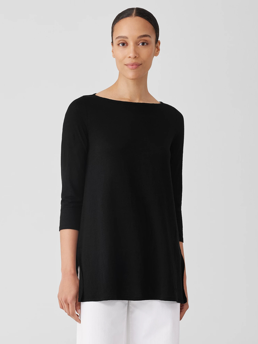 Organic Linen Jersey Bateau Neck Top