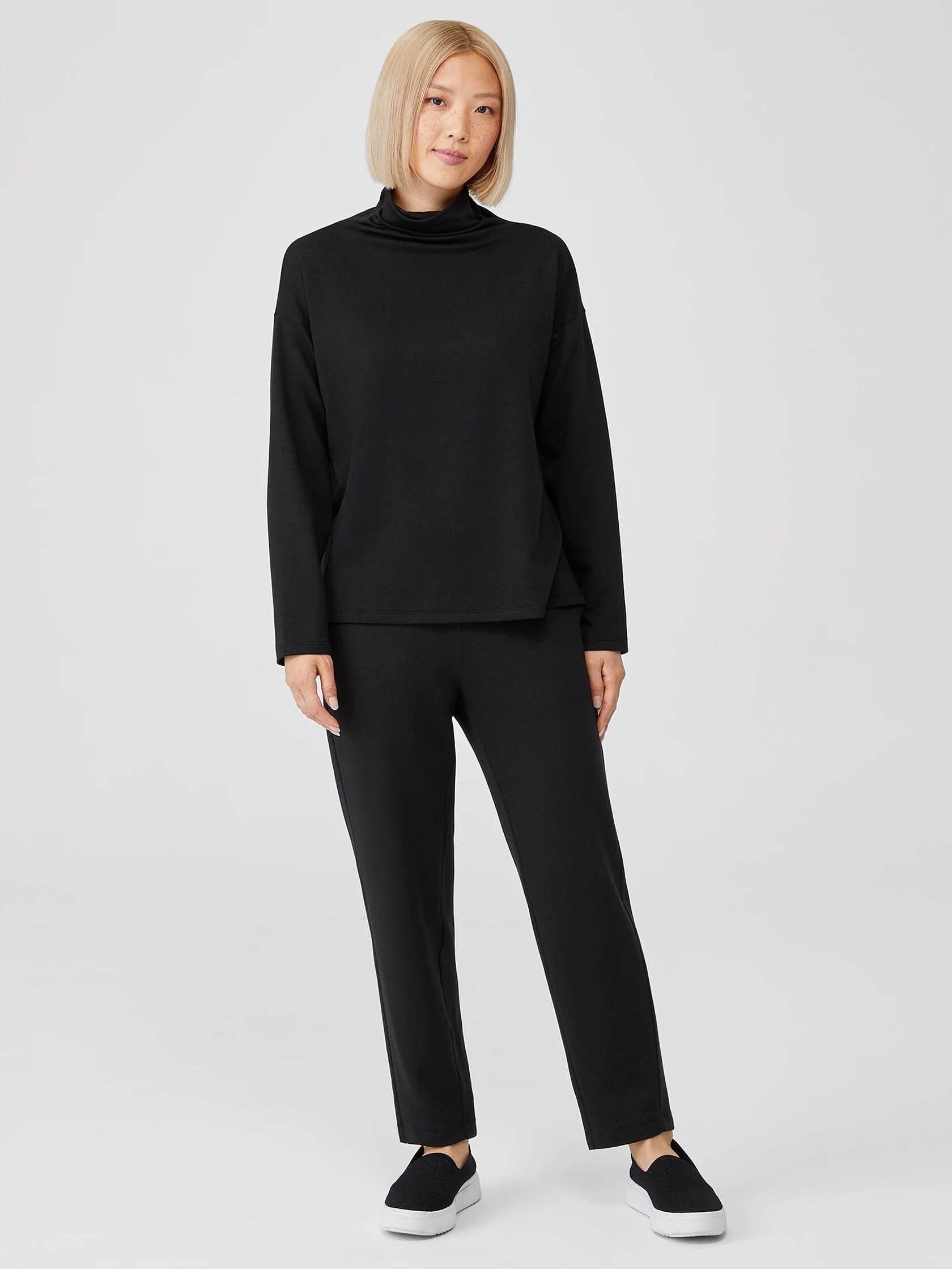 Cozy Brushed Terry Funnel Hug Neck Box-Top