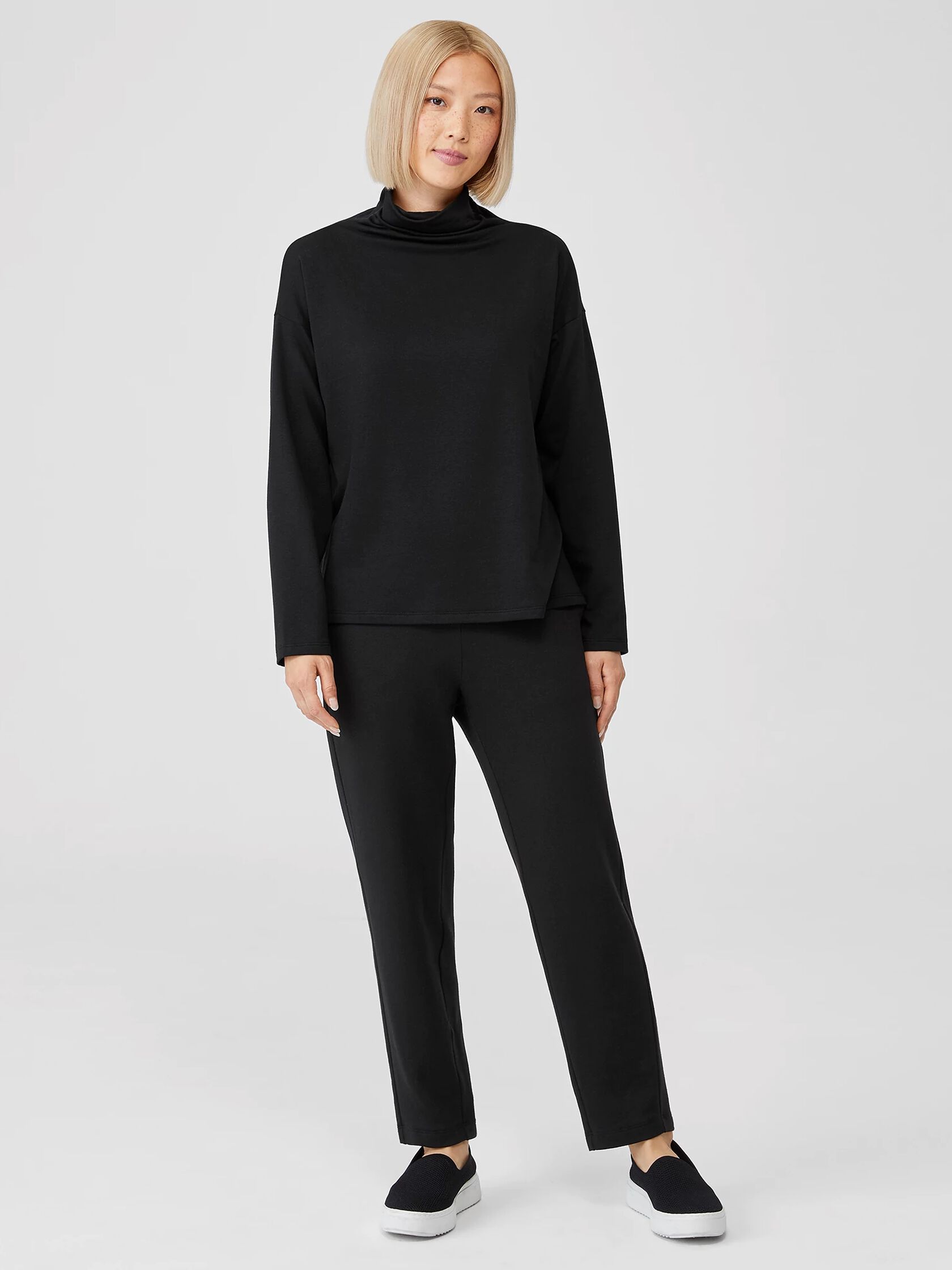 Cozy Brushed Terry Funnel Neck Box-Top