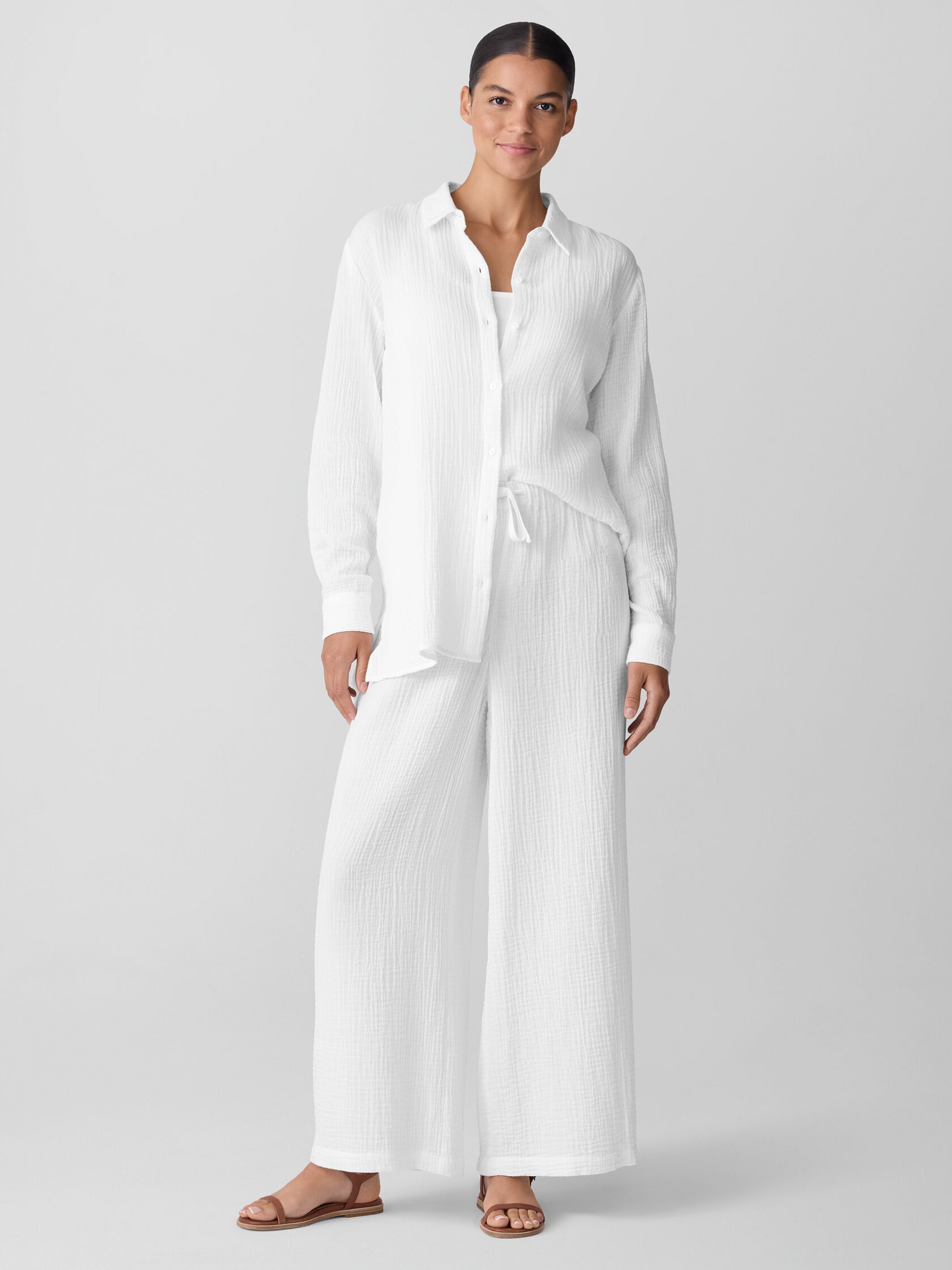 Organic Cotton Lofty Gauze Wide-Leg Pant
