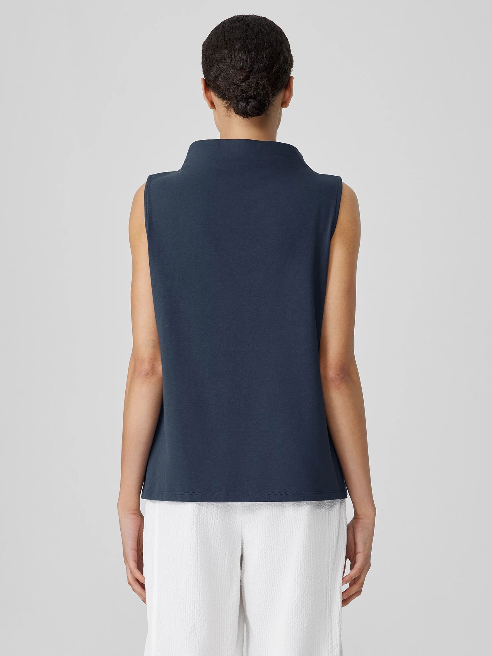 Pima Cotton Stretch Jersey Funnel Neck Tank