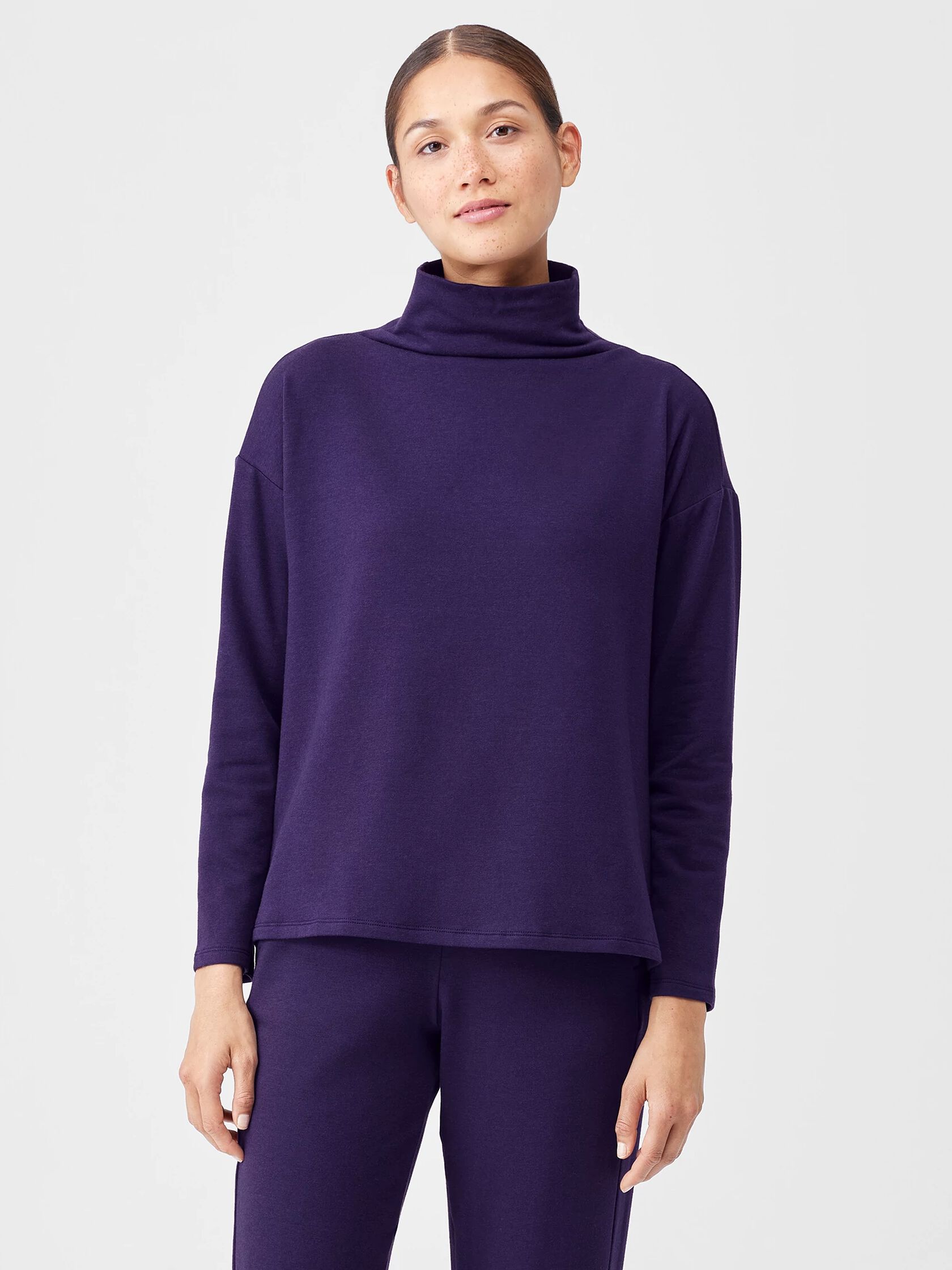 Cozy Brushed Terry Hug Funnel Neck Box-Top