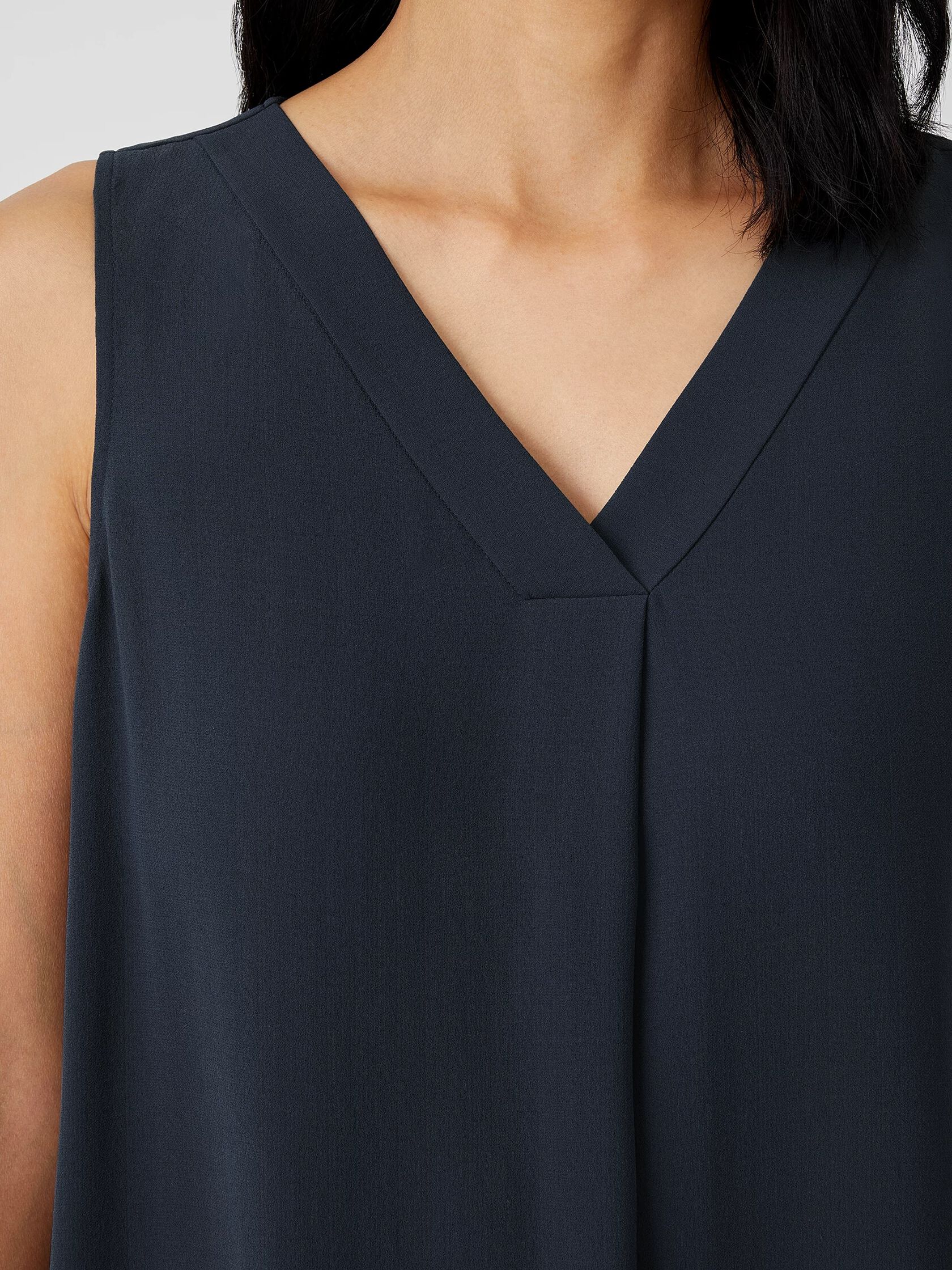 Silk Georgette Crepe Pleated Tank