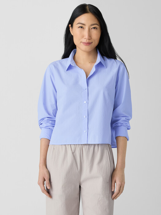 Washed Organic Cotton Poplin Classic Collar Short Shirt