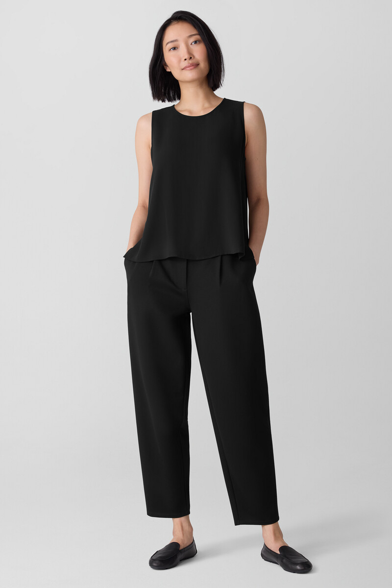 Silk Georgette Crepe Round Neck Tank Silk Georgette Crepe Round Neck Tank