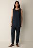 Silk Georgette Crepe Ballet Neck Long Tank