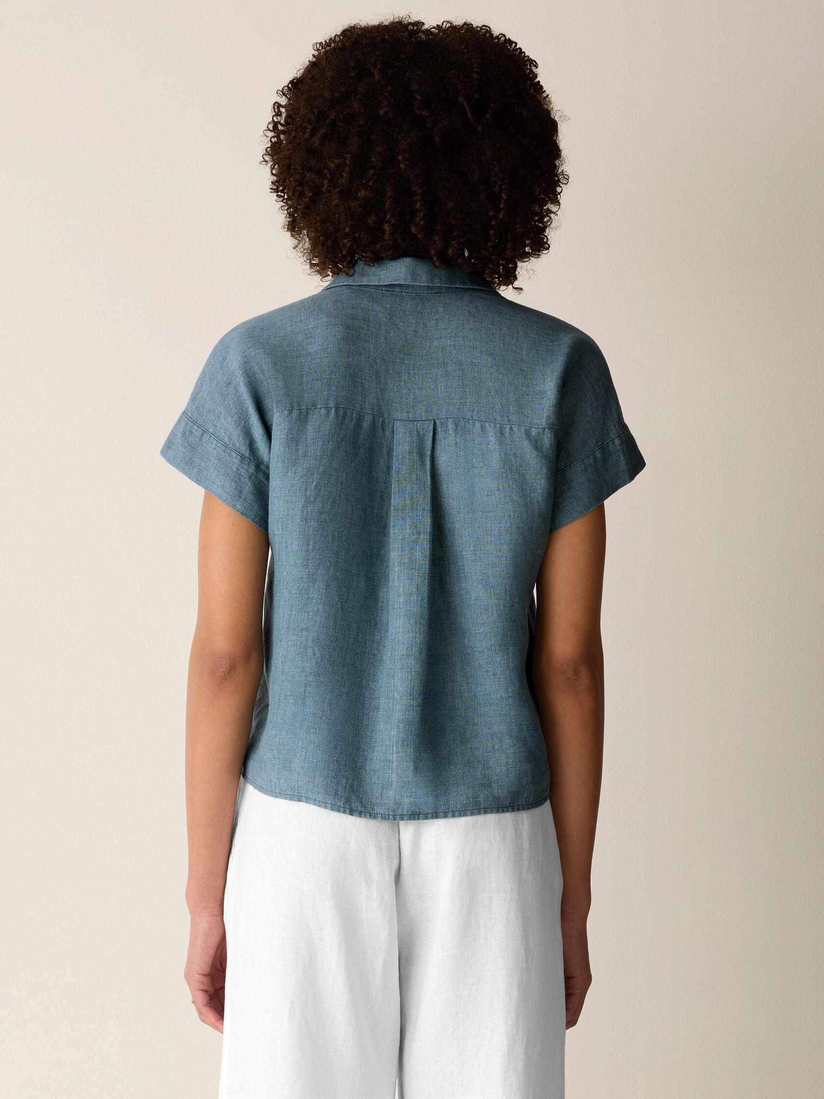 Washed Organic Linen D&eacute;lav&eacute; Notch Collar Shirt