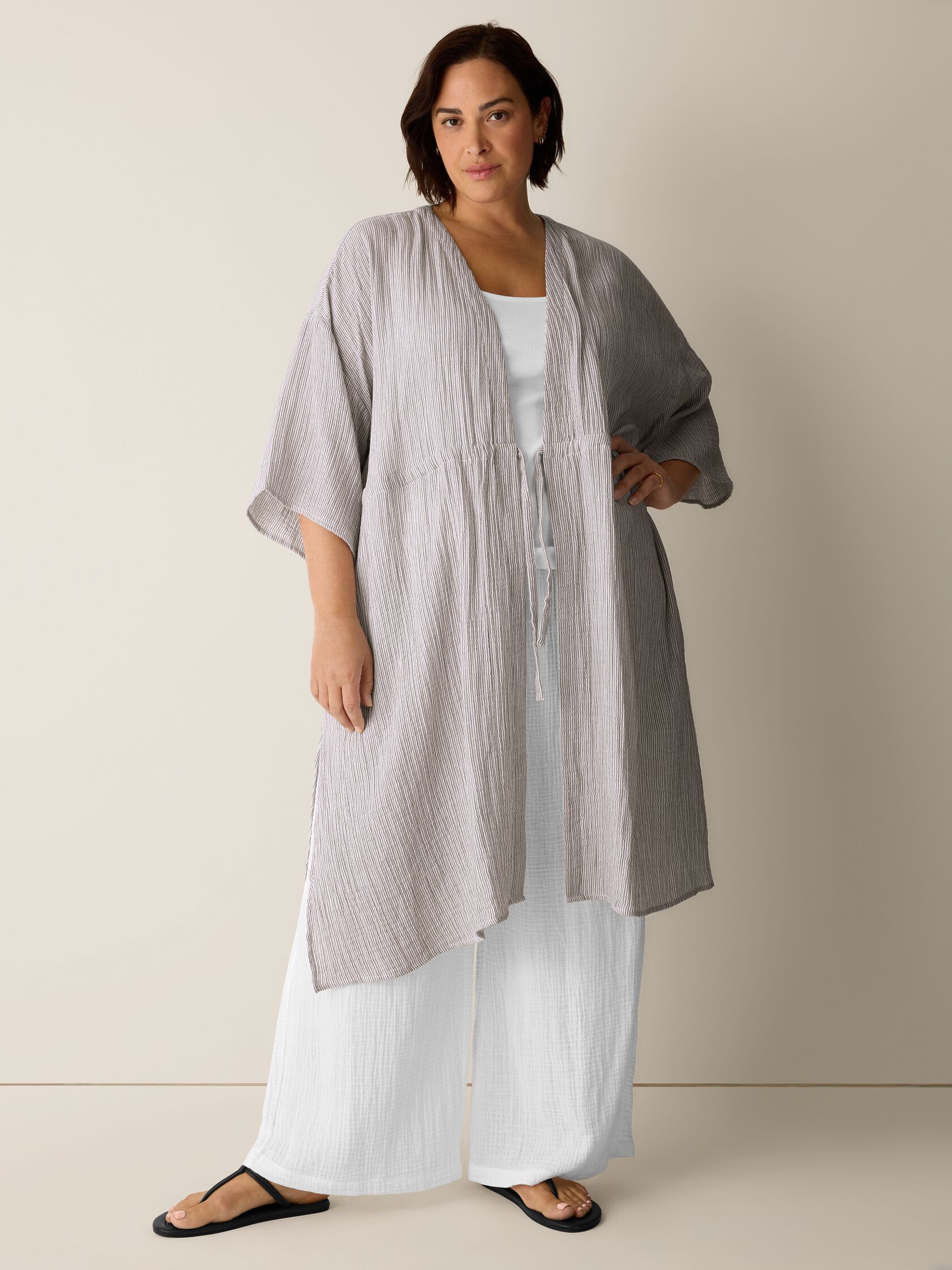 Striped Organic Cotton Gauze Caftan