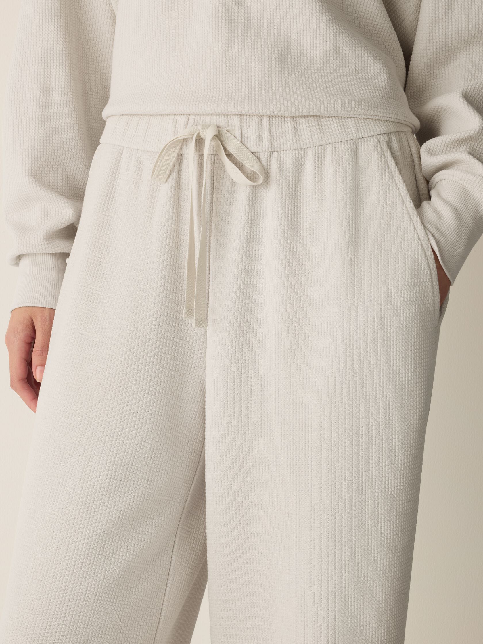 Waffle Cotton Blend Doubleknit Wide-Leg Pant