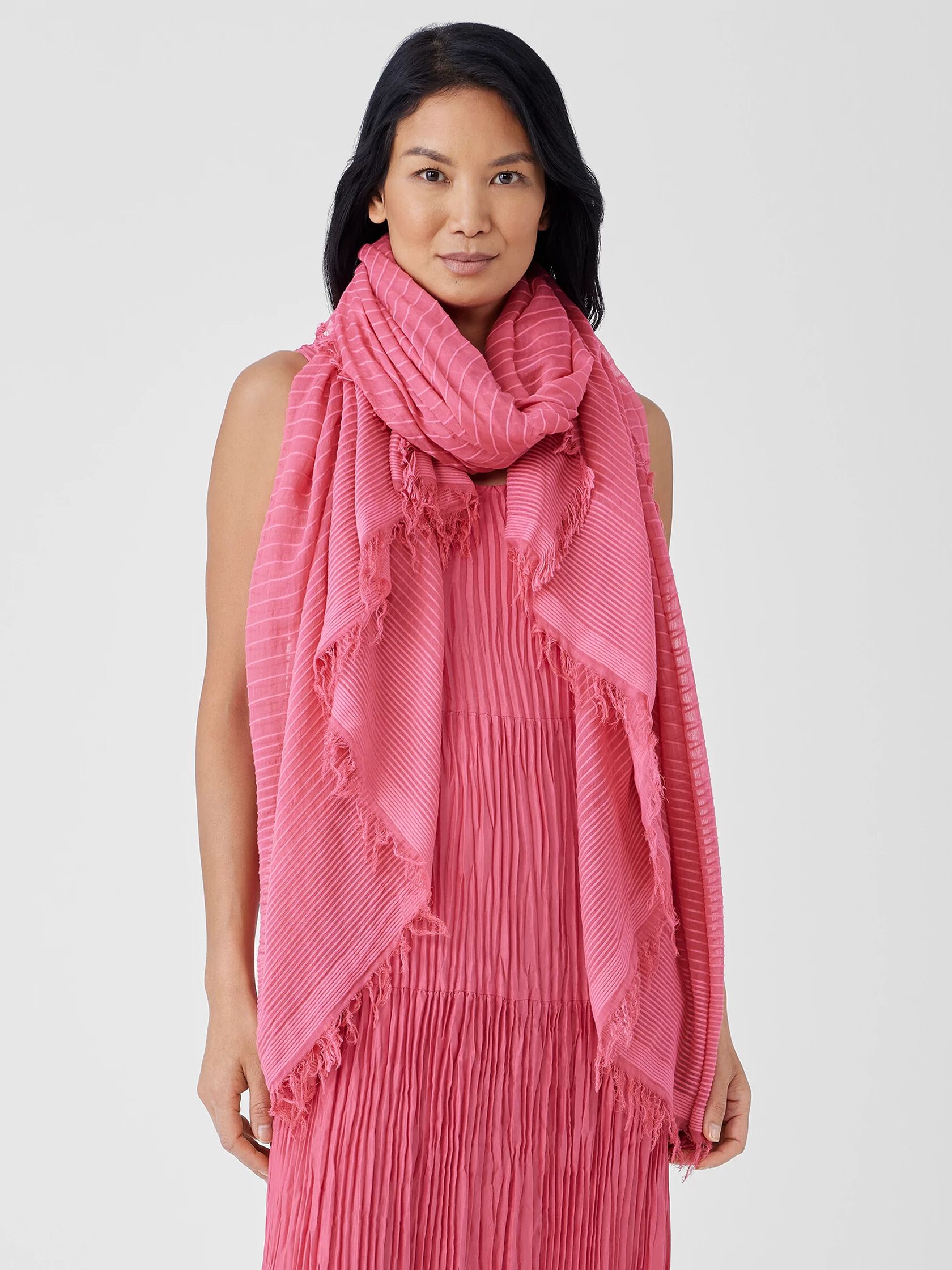 Airy Textured Stripe Scarf