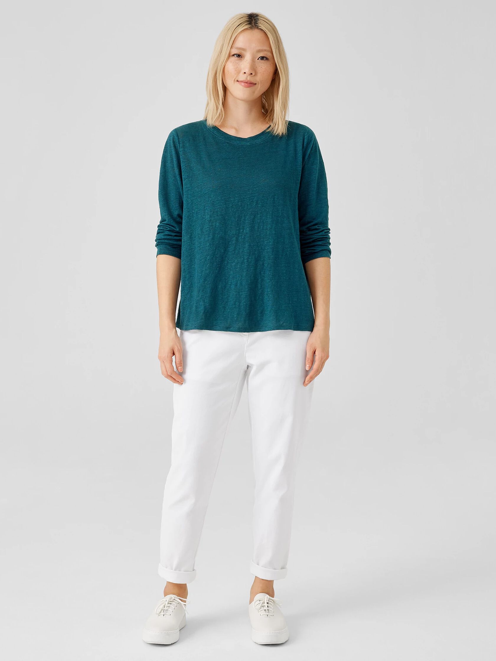 Organic Linen Jersey Crew Neck Top