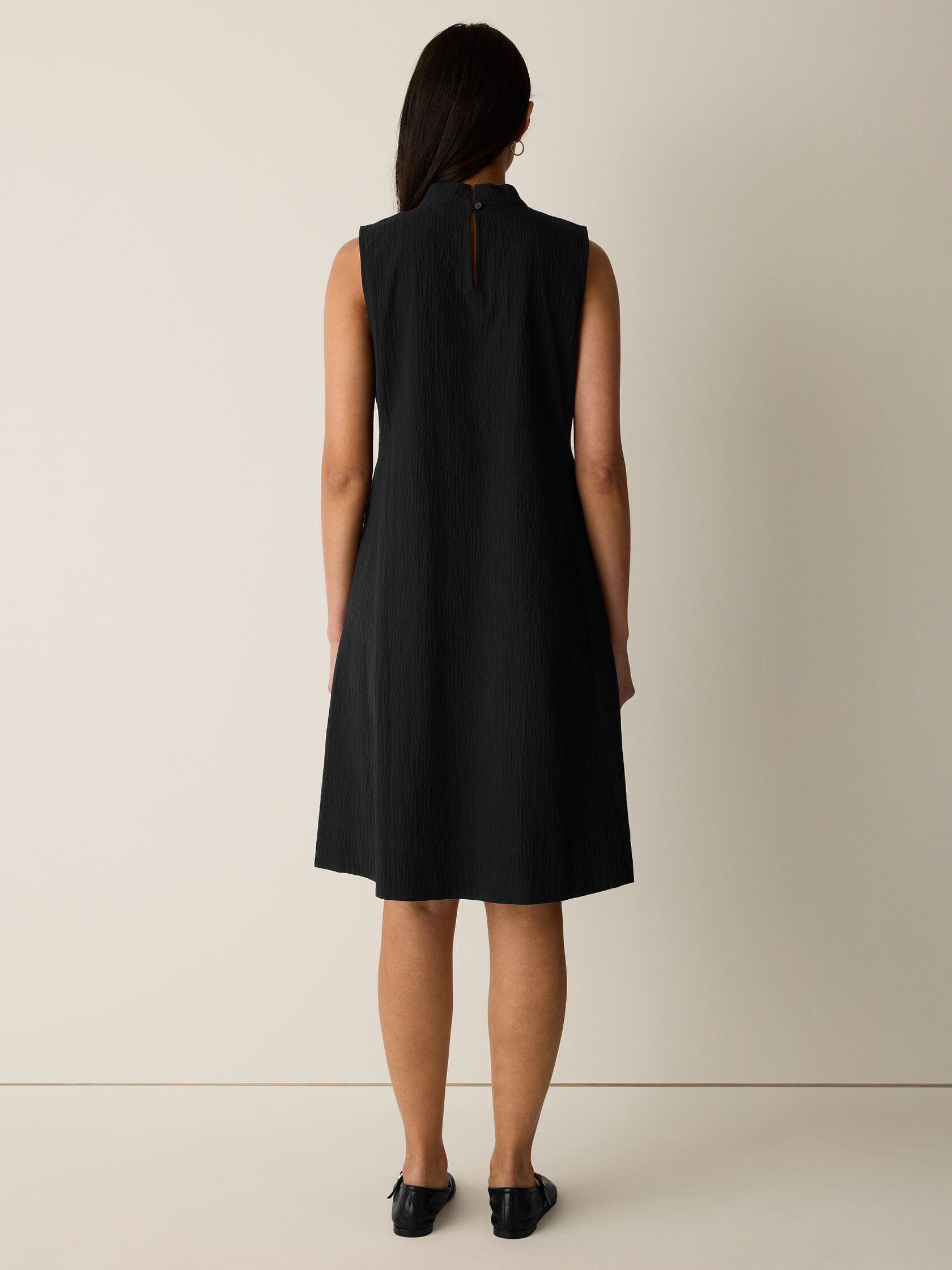 Organic Cotton Pucker Mock Neck Dress