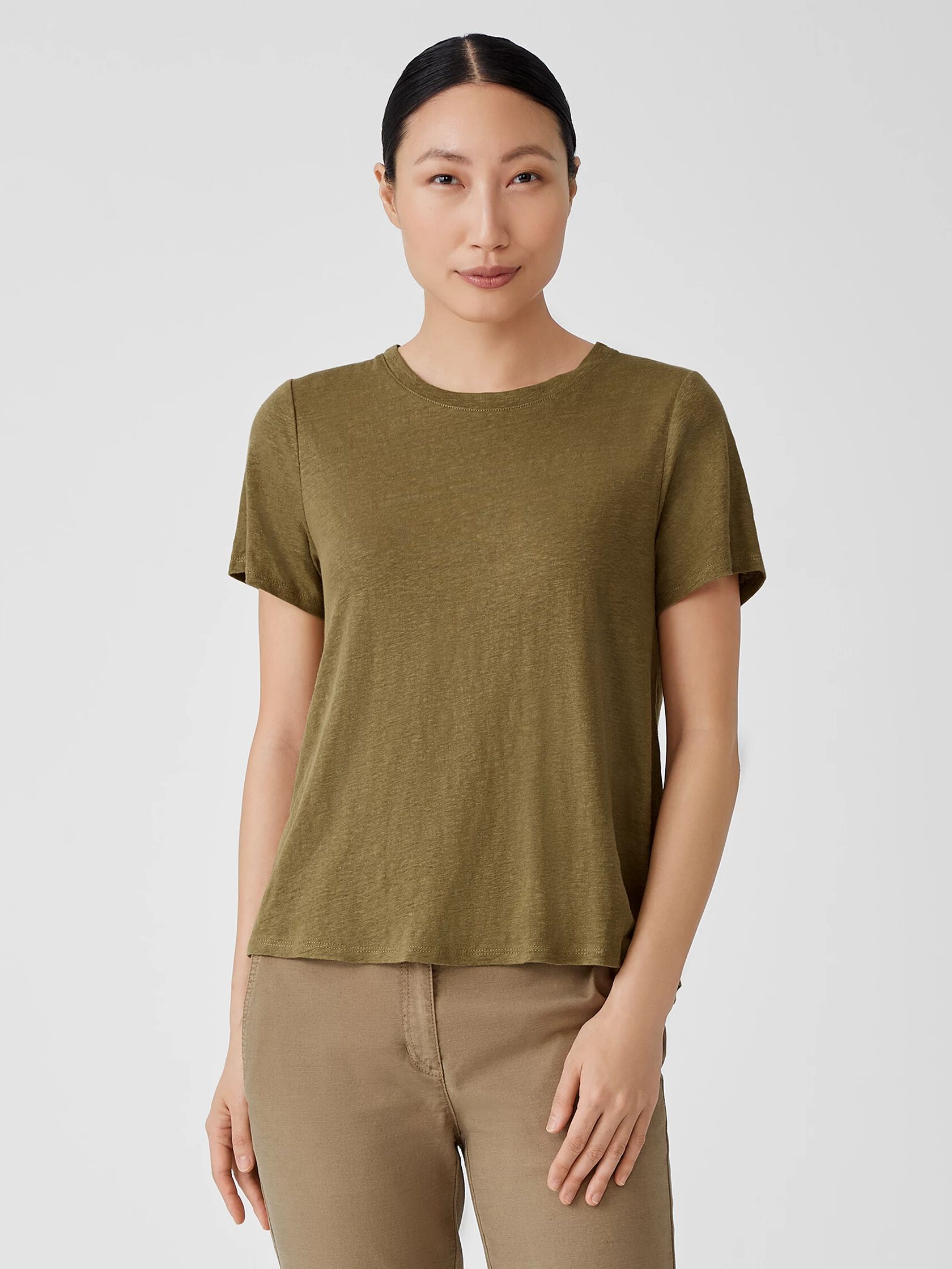 Organic Linen Jersey Crew Neck Tee