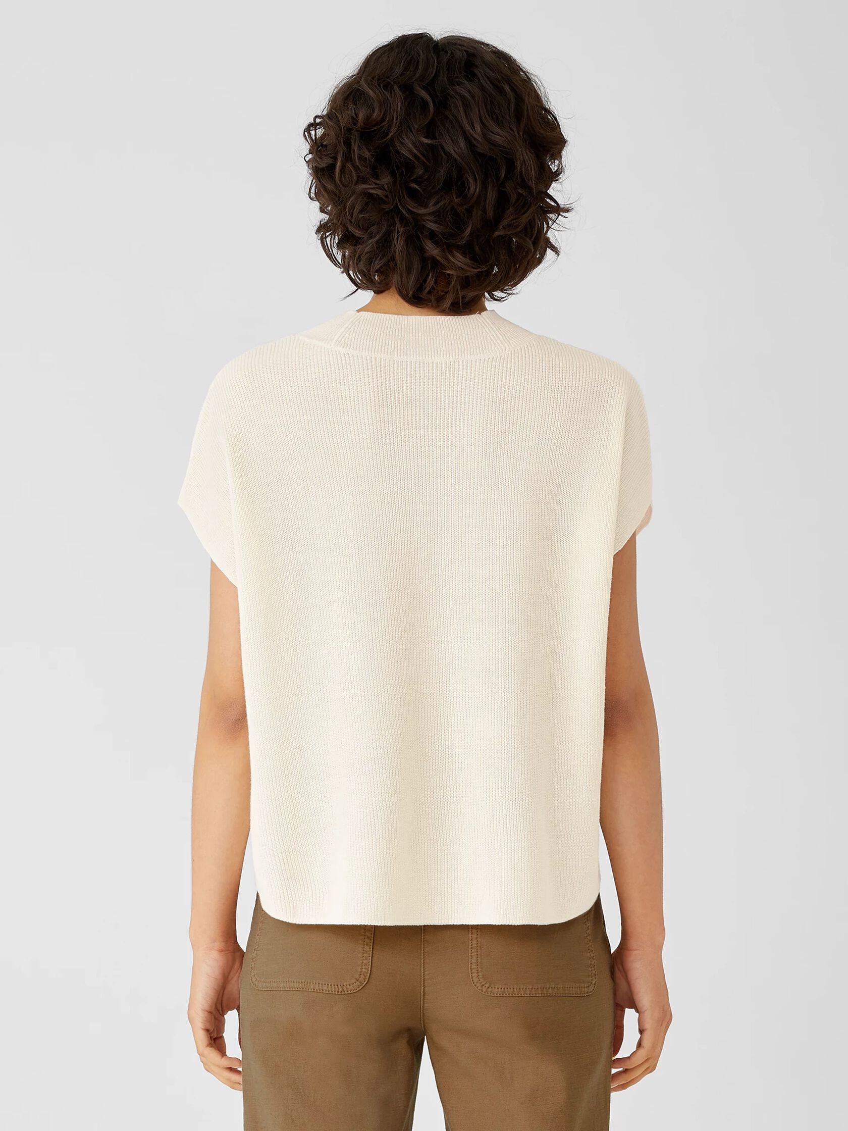 Organic Linen Cotton Mock Neck Top