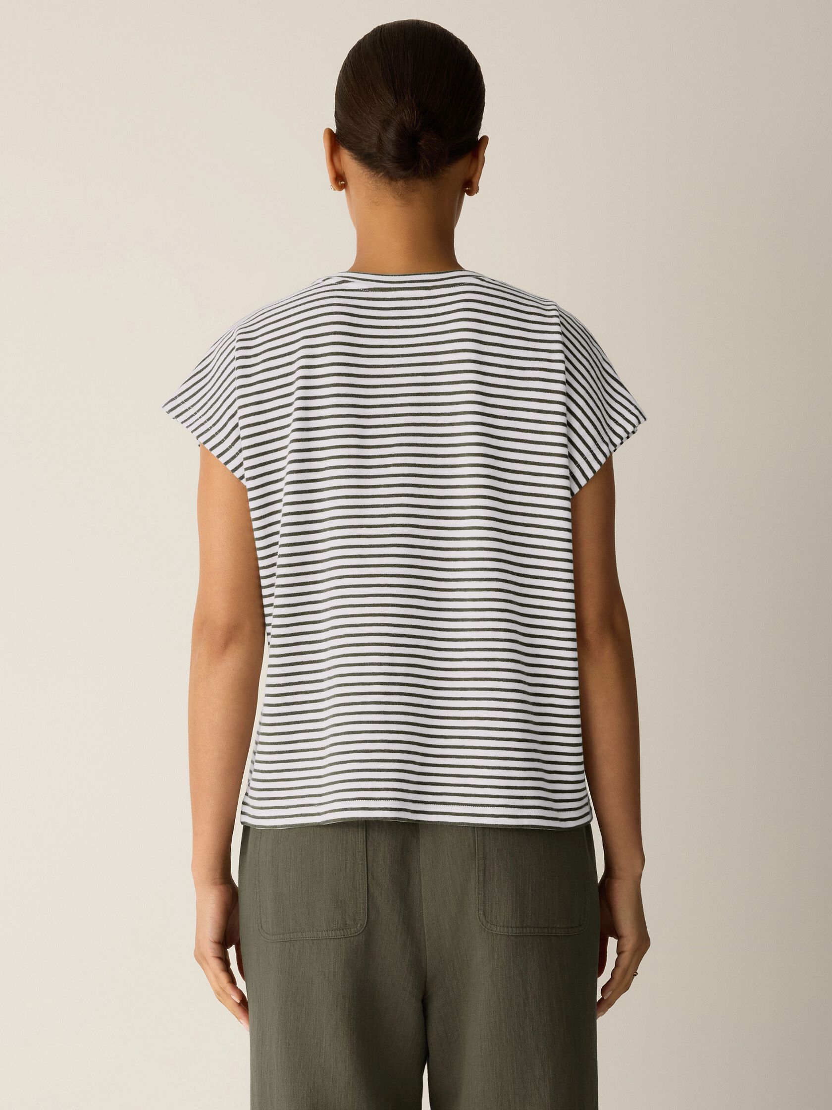 Striped Organic Cotton Slub Crew Neck Tee