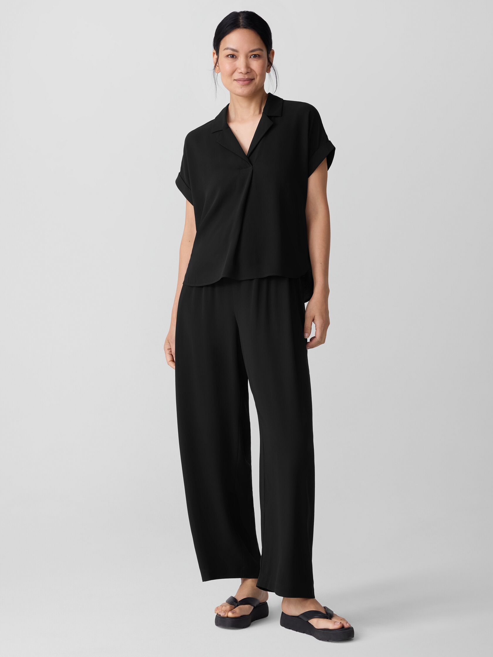 Silk Georgette Crepe Pleated Straight Pant