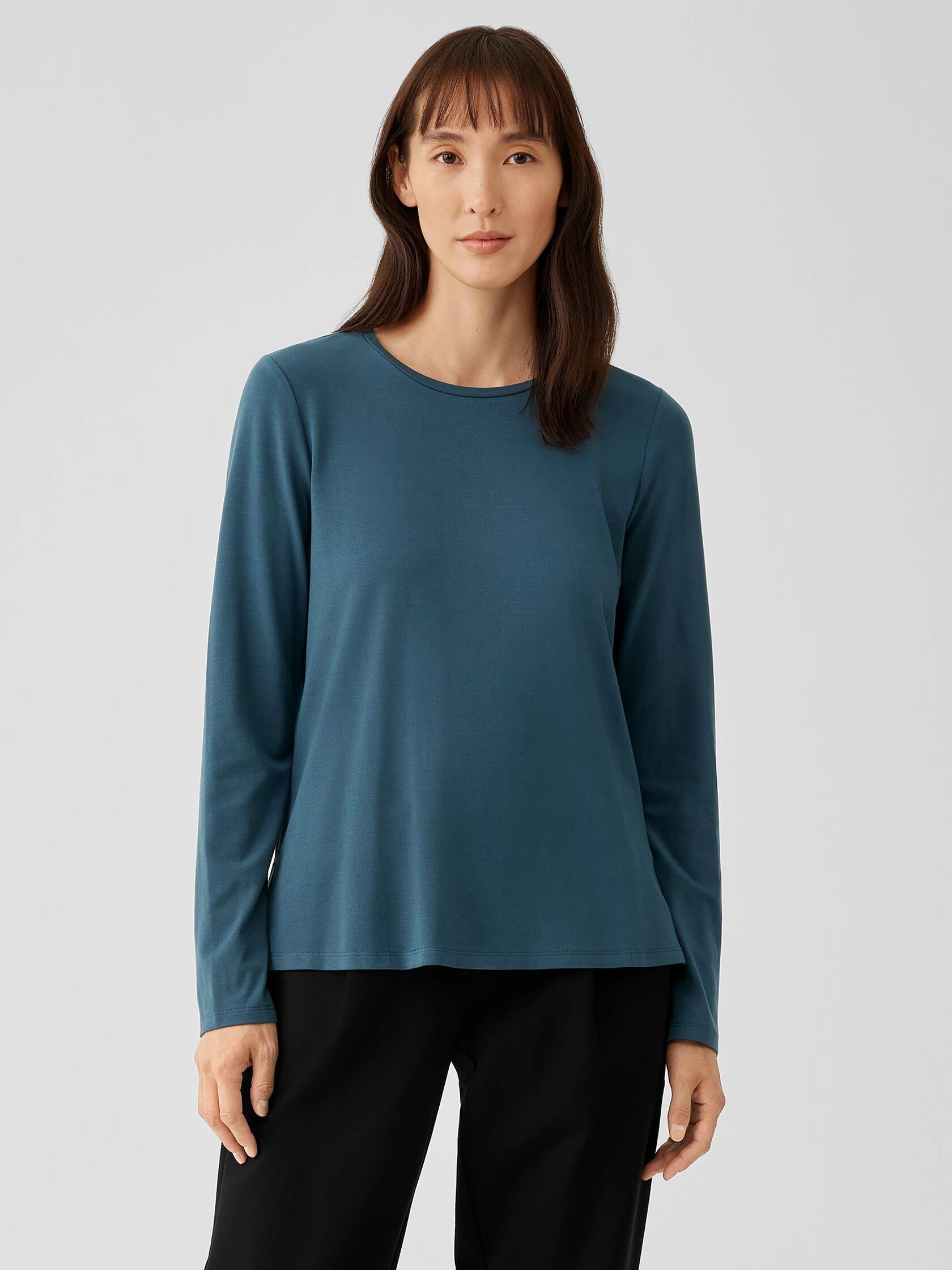 Stretch Jersey Knit Crew Neck Top