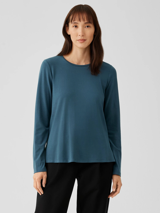 Stretch Jersey Knit Crew Neck Top