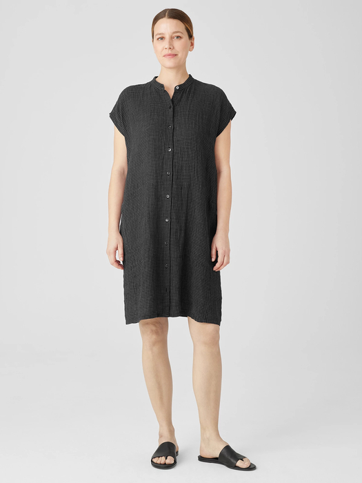 Puckered Organic Linen Shirtdress