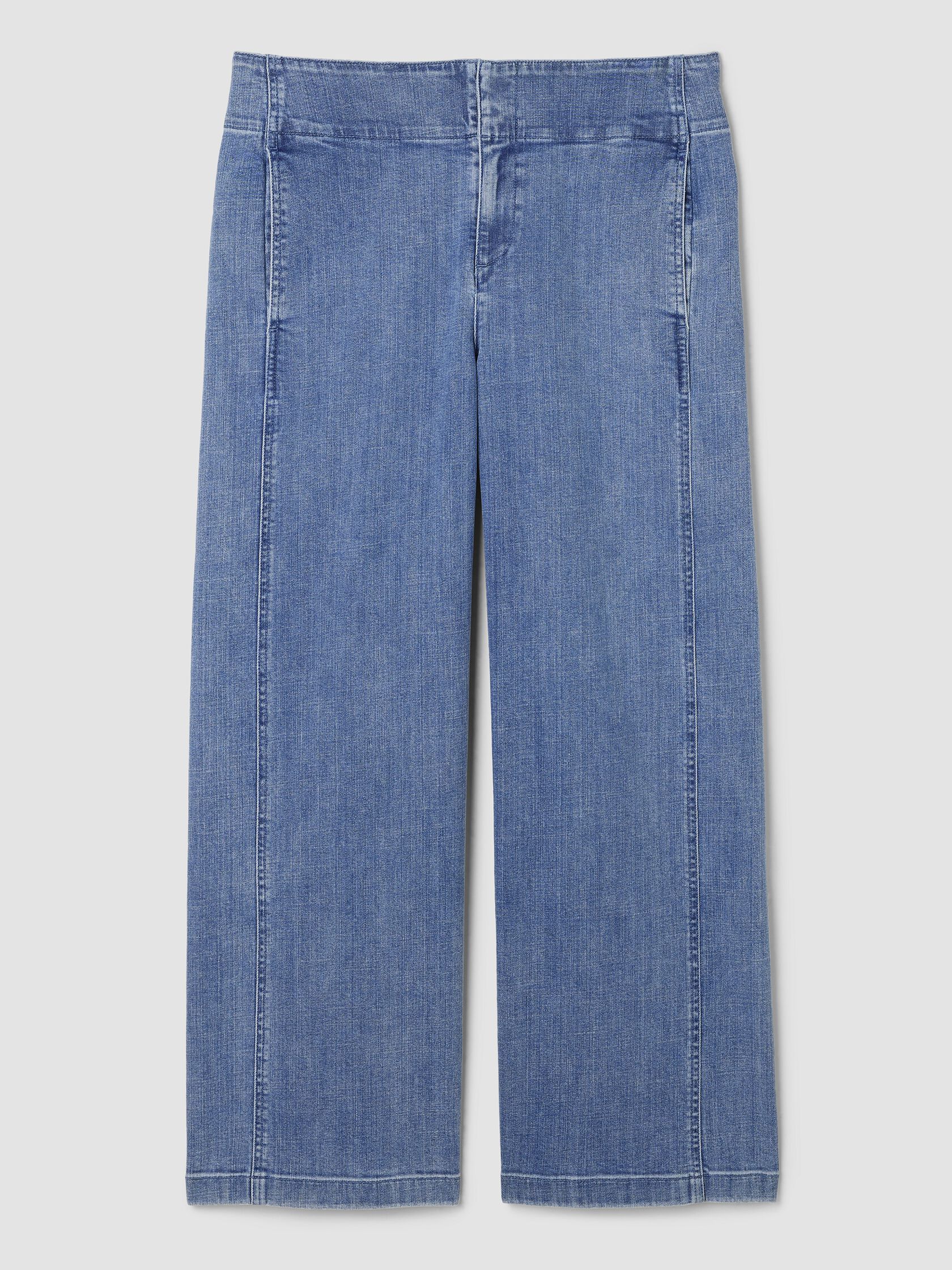 Cotton Stretch Denim Wide-Leg Trouser