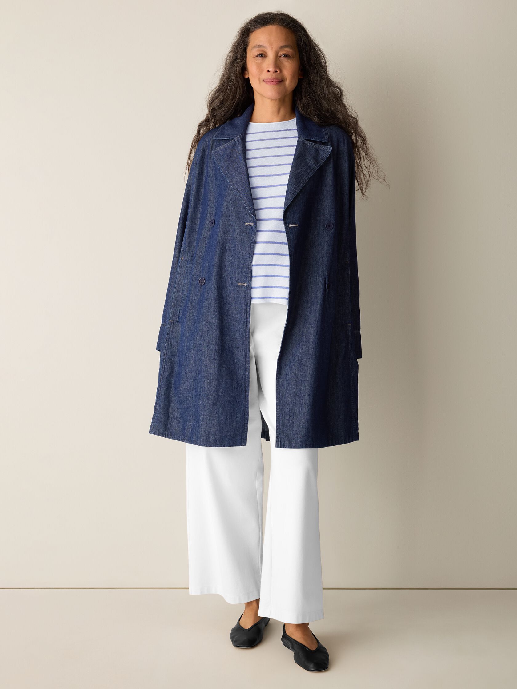 Lightweight Organic Cotton Denim Trench Coat