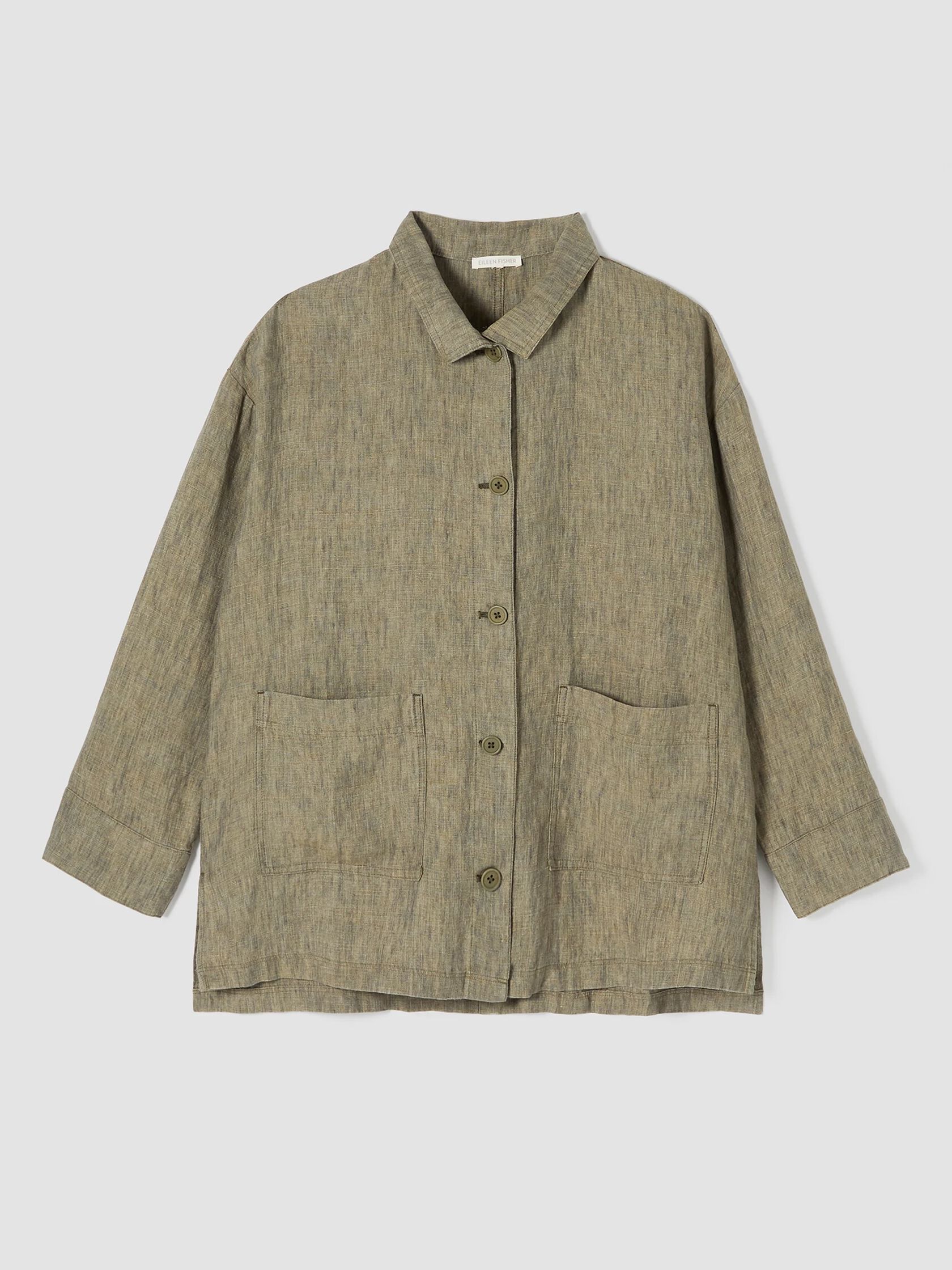 Washed Organic Linen Delave Stand Collar Jacket