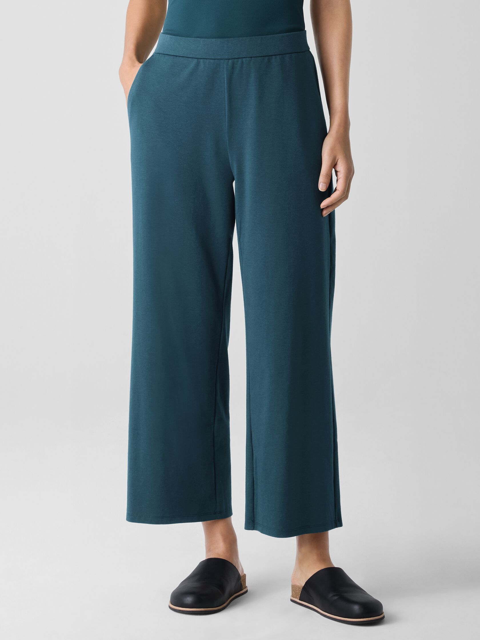 Cotton Blend Ponte Wide-Leg Pant