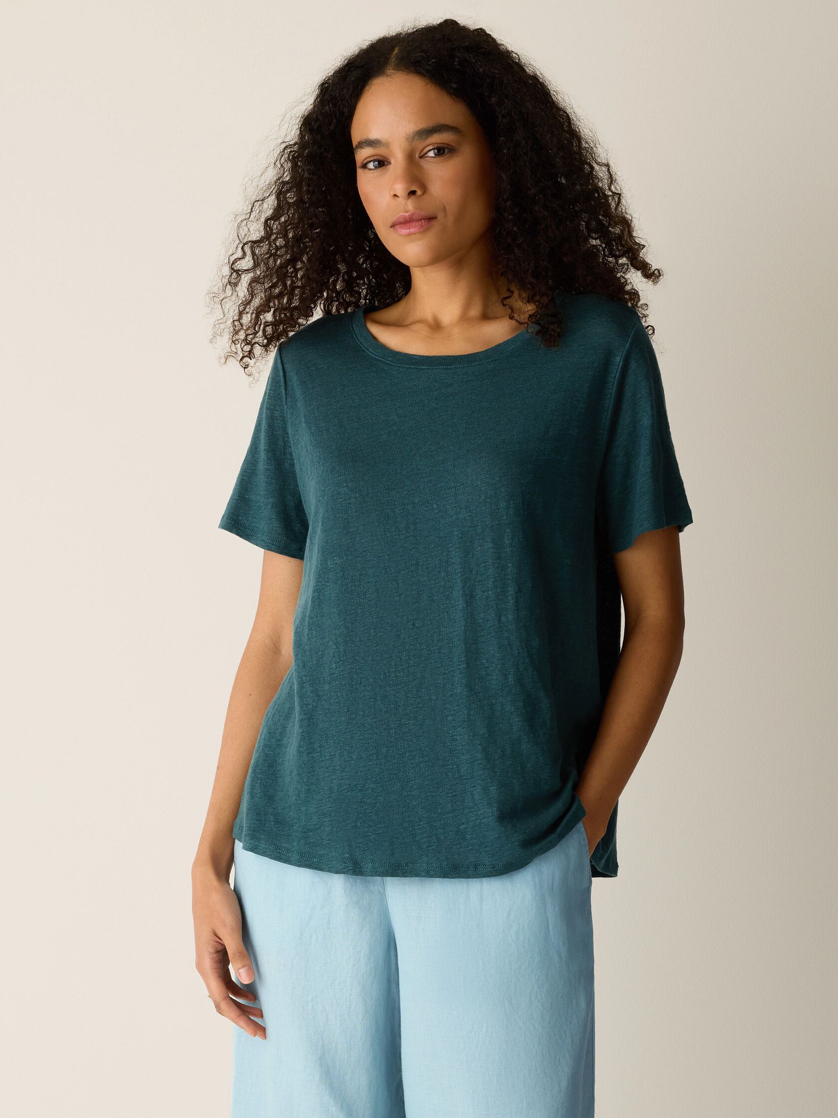 Organic Linen Jersey Crew Neck Tee