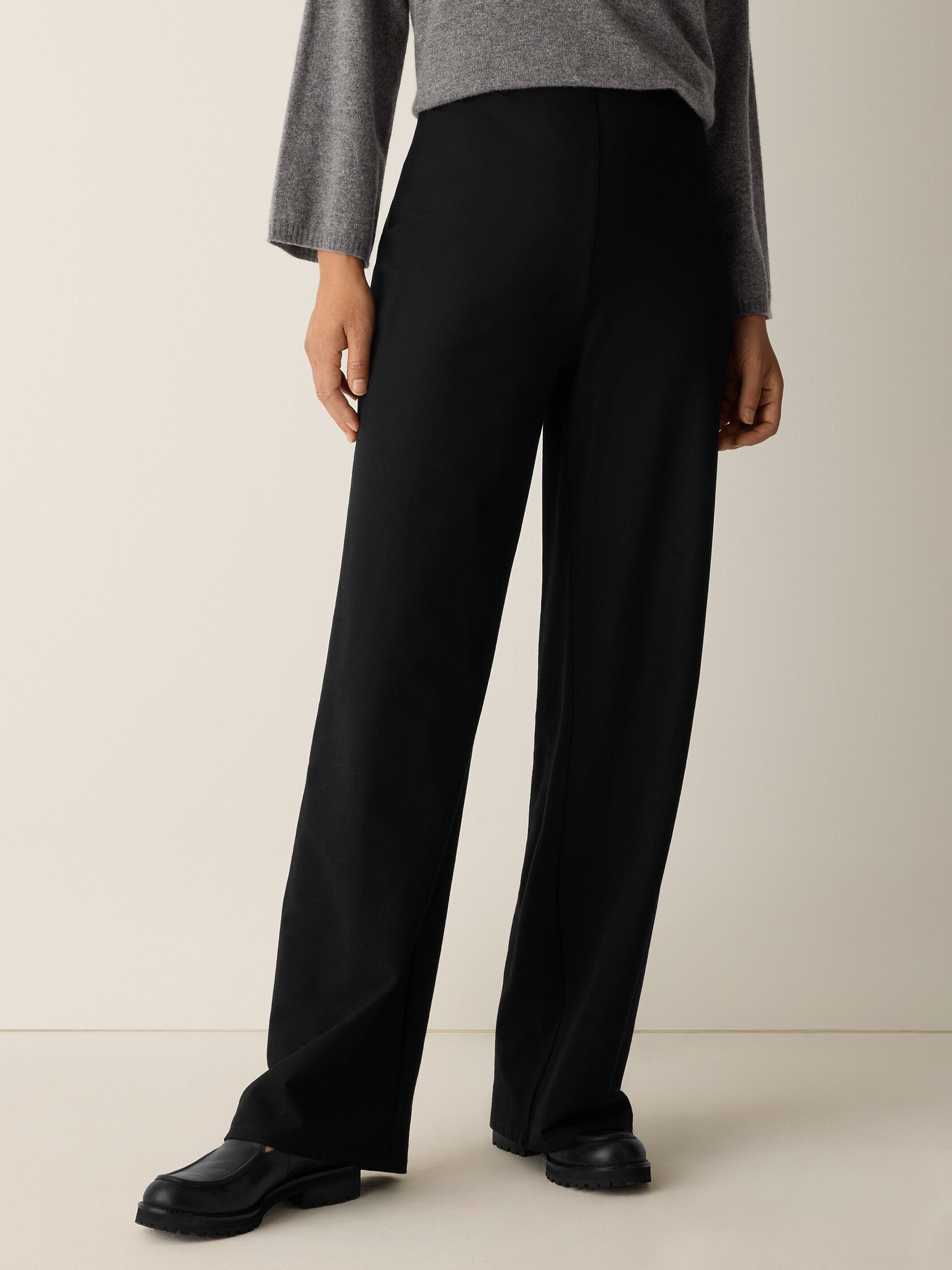 Washable Stretch Crepe Wide-Leg Pant