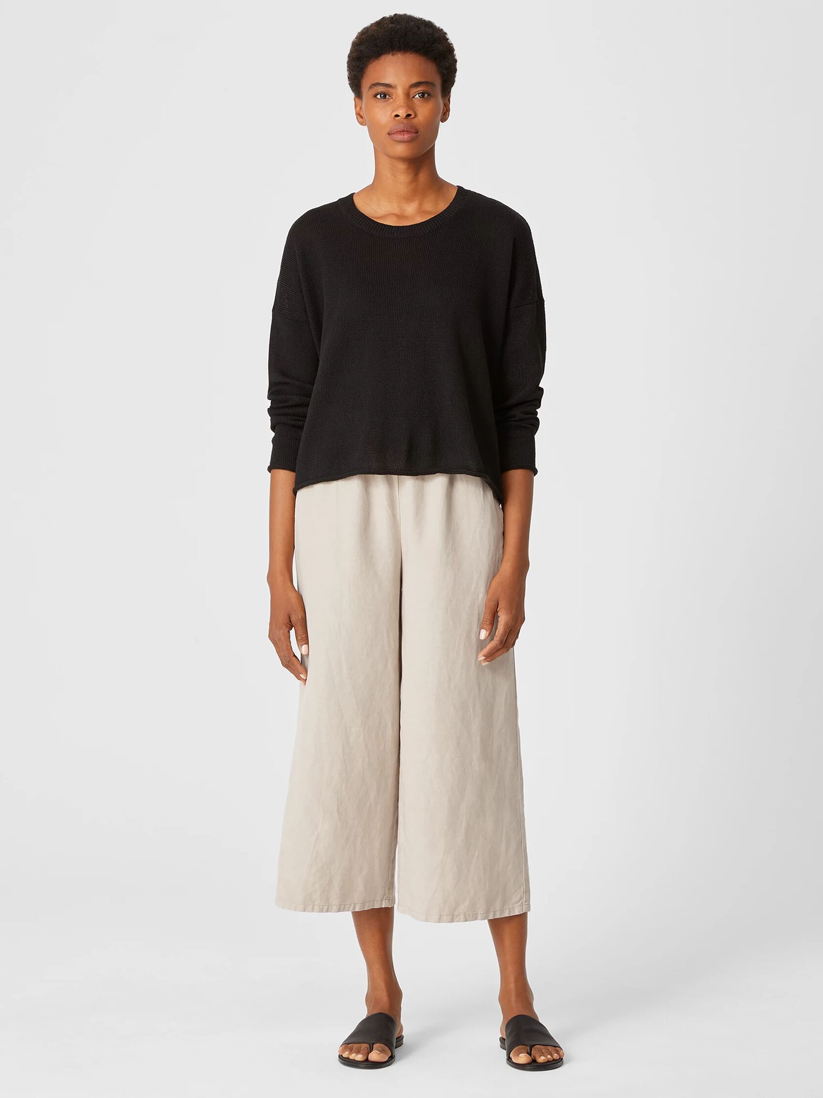 Linen Blend Wide-Leg Pant