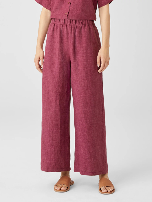 Washed Organic Linen Delave Wide-Leg Pant