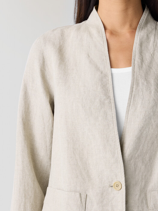 Organic Linen High Collar Jacket