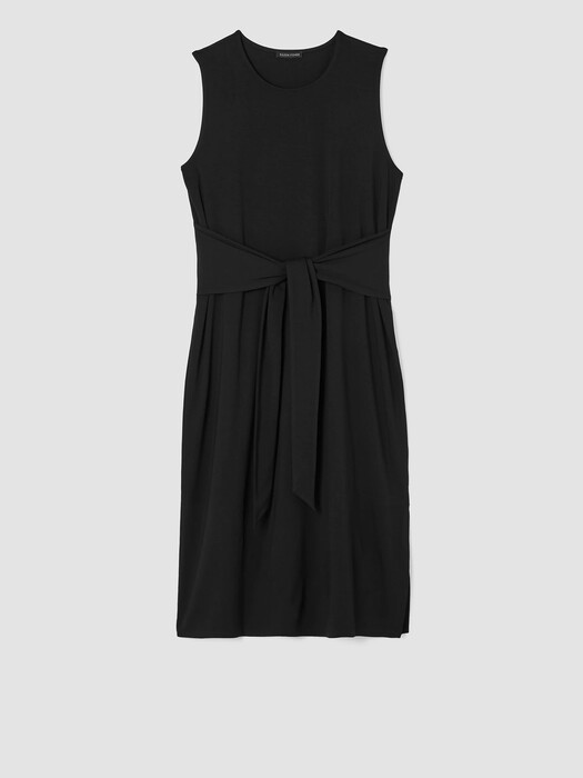 Stretch Jersey Knit Tie-Front Dress | EILEEN FISHER Stretch Jersey Knit Tie-Front Dress | EILEEN FISHER