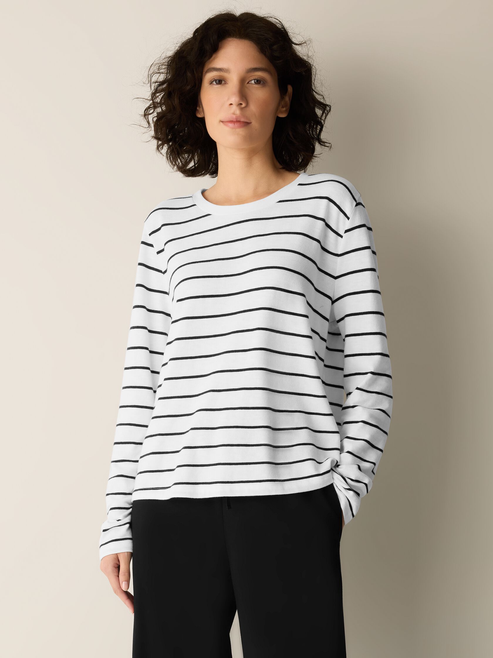 Striped Organic Cotton Slub Long-Sleeve Tee