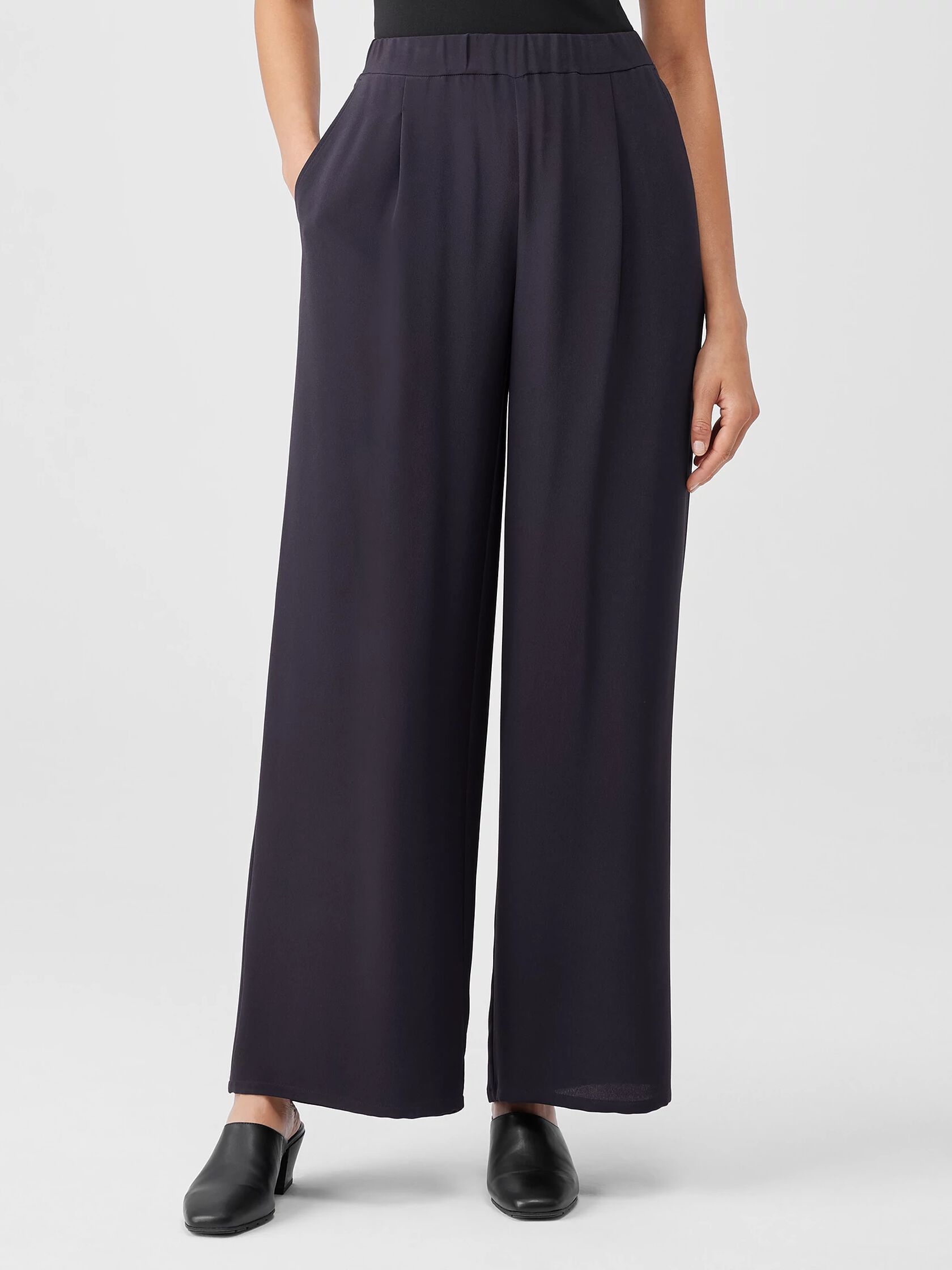 Silk Double Crepe Wide-Leg Pant | EILEEN FISHER