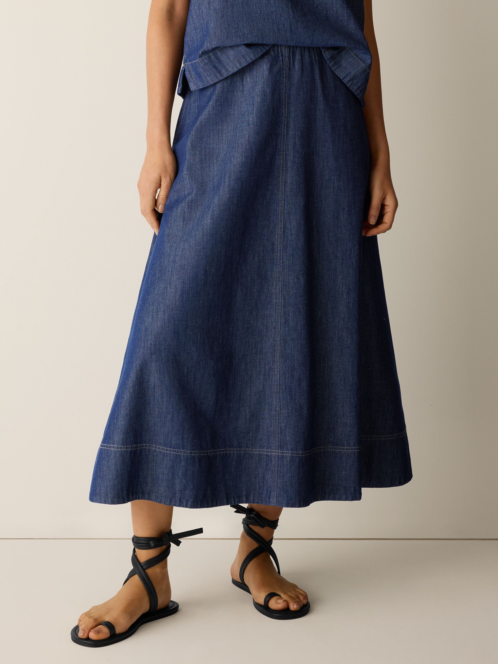 Lightweight Organic Cotton Denim Half-Circle Skirt