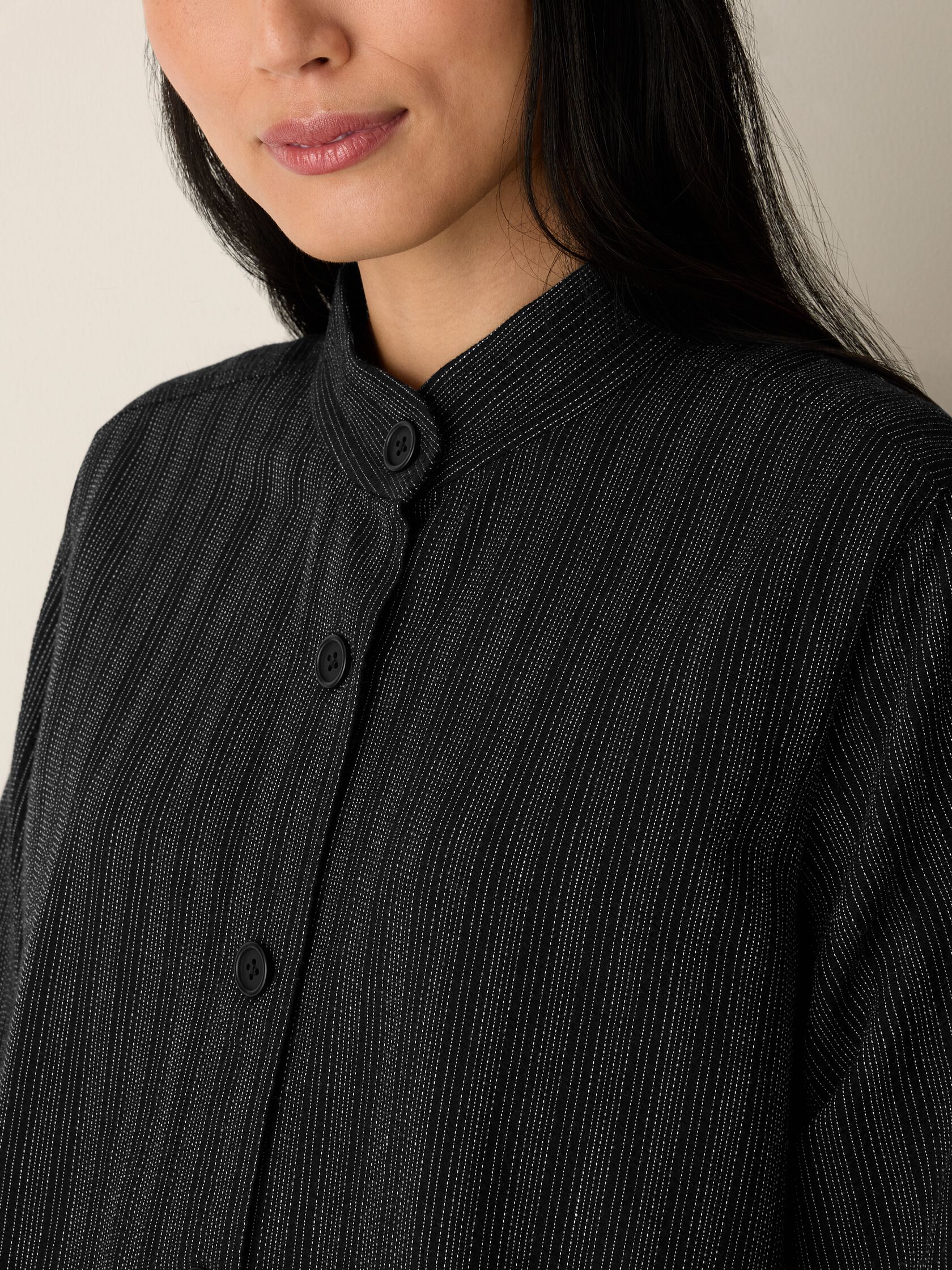 Cotton Blend Stripe Stitch Flight Jacket