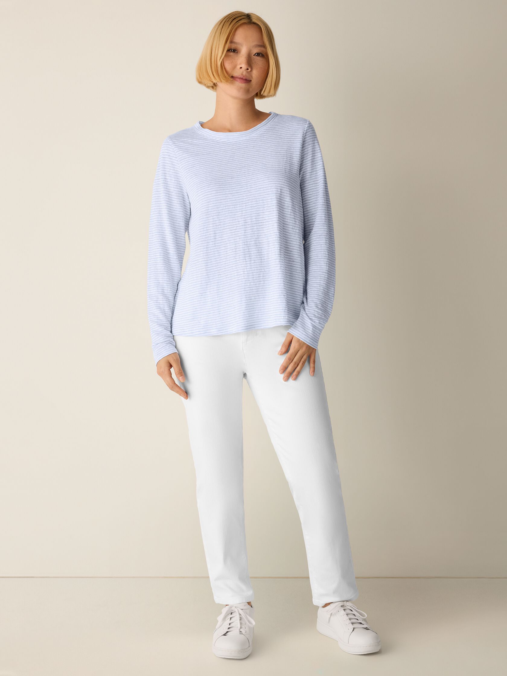 Striped Organic Linen Jersey Long-Sleeve Tee