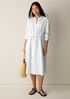 Organic Linen Band Collar Shirtdress