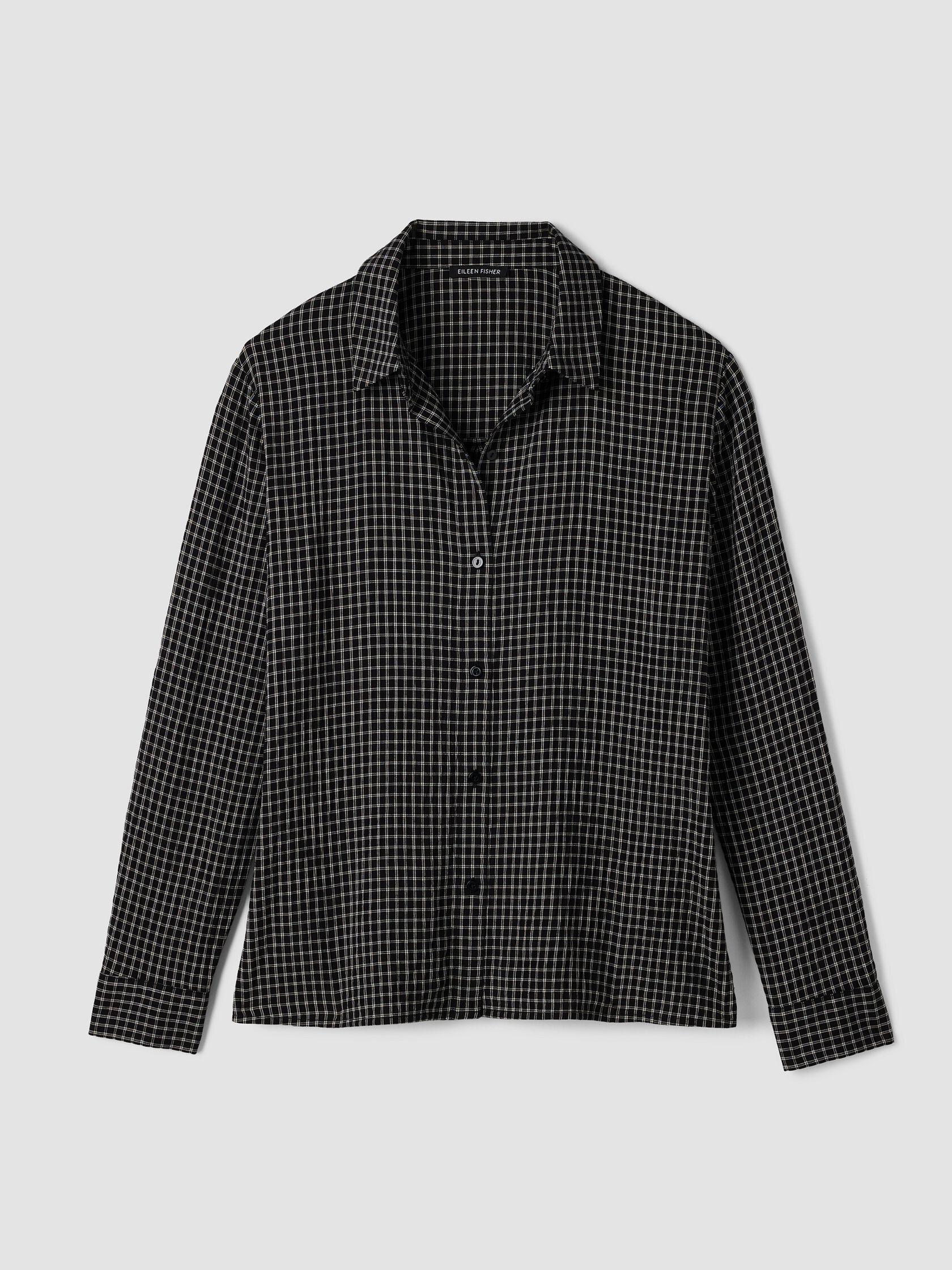 Windowpane Crinkle Weave Classic Collar Shirt