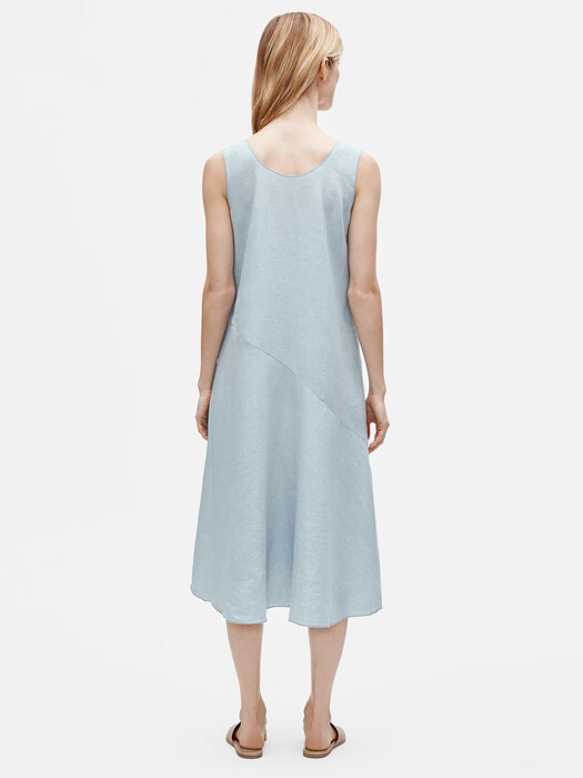 eileen fisher handkerchief linen dress EILEEN FISHER Organic-Handkerchief-Linen Mandarin-Collar Pleated Dress