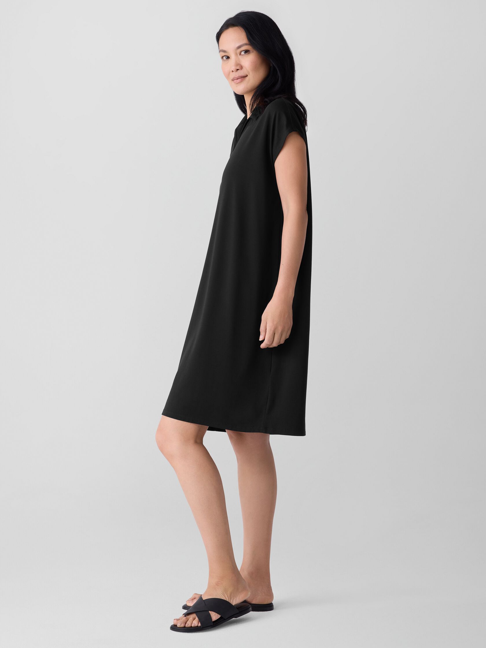 Fine Jersey Split Neck Dress