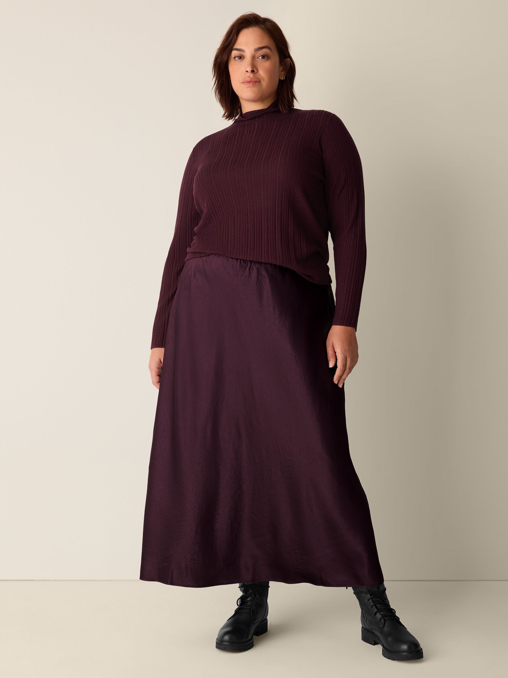 Textured Satin Slip Skirt