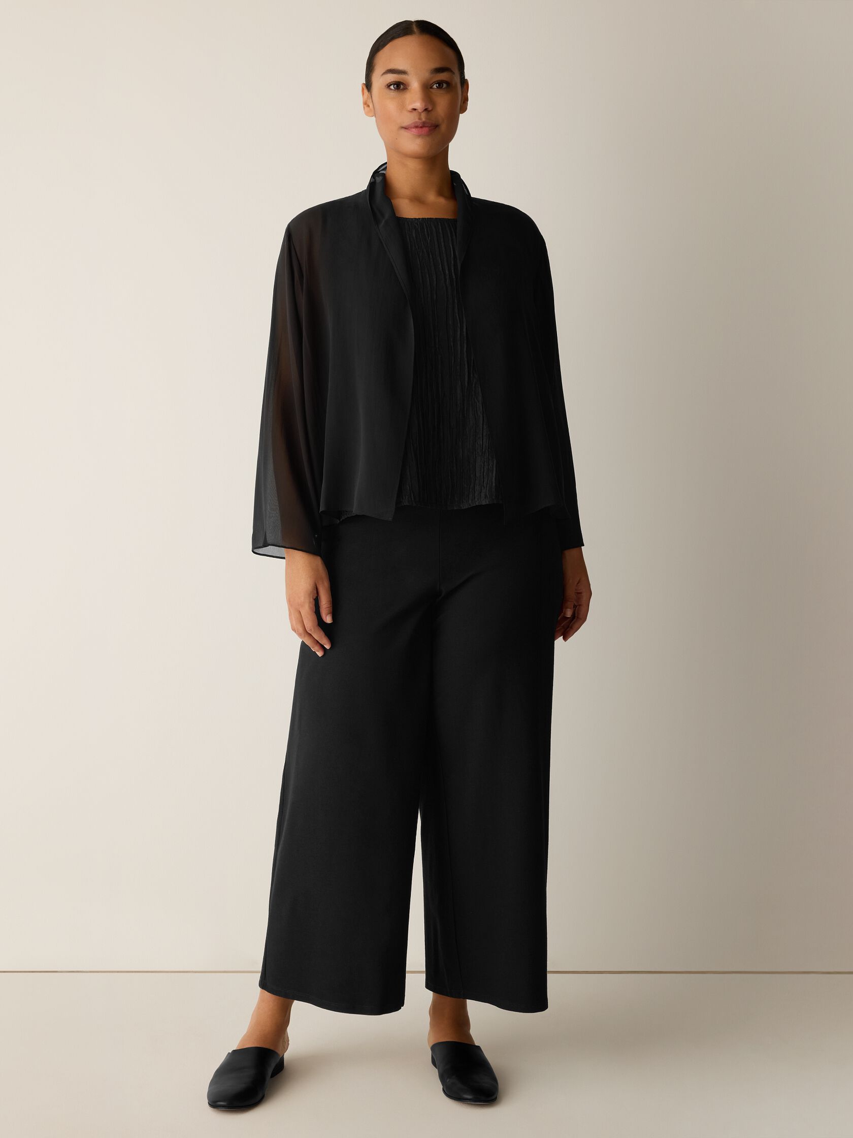 Sheer Silk Georgette High Collar Jacket