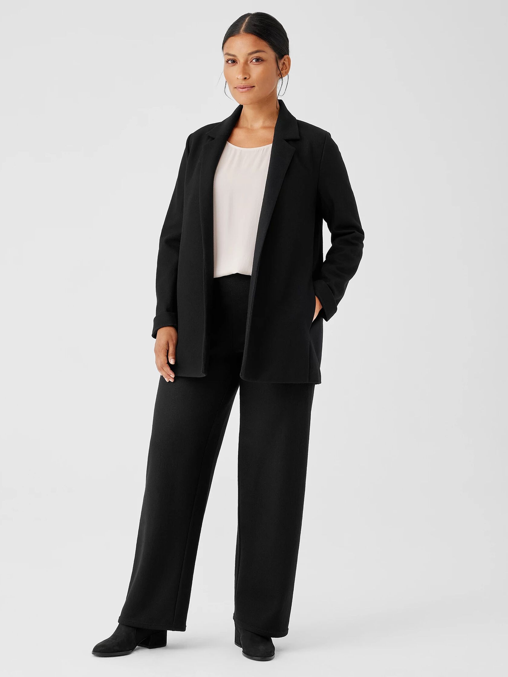 Boiled Wool Jersey Long Blazer