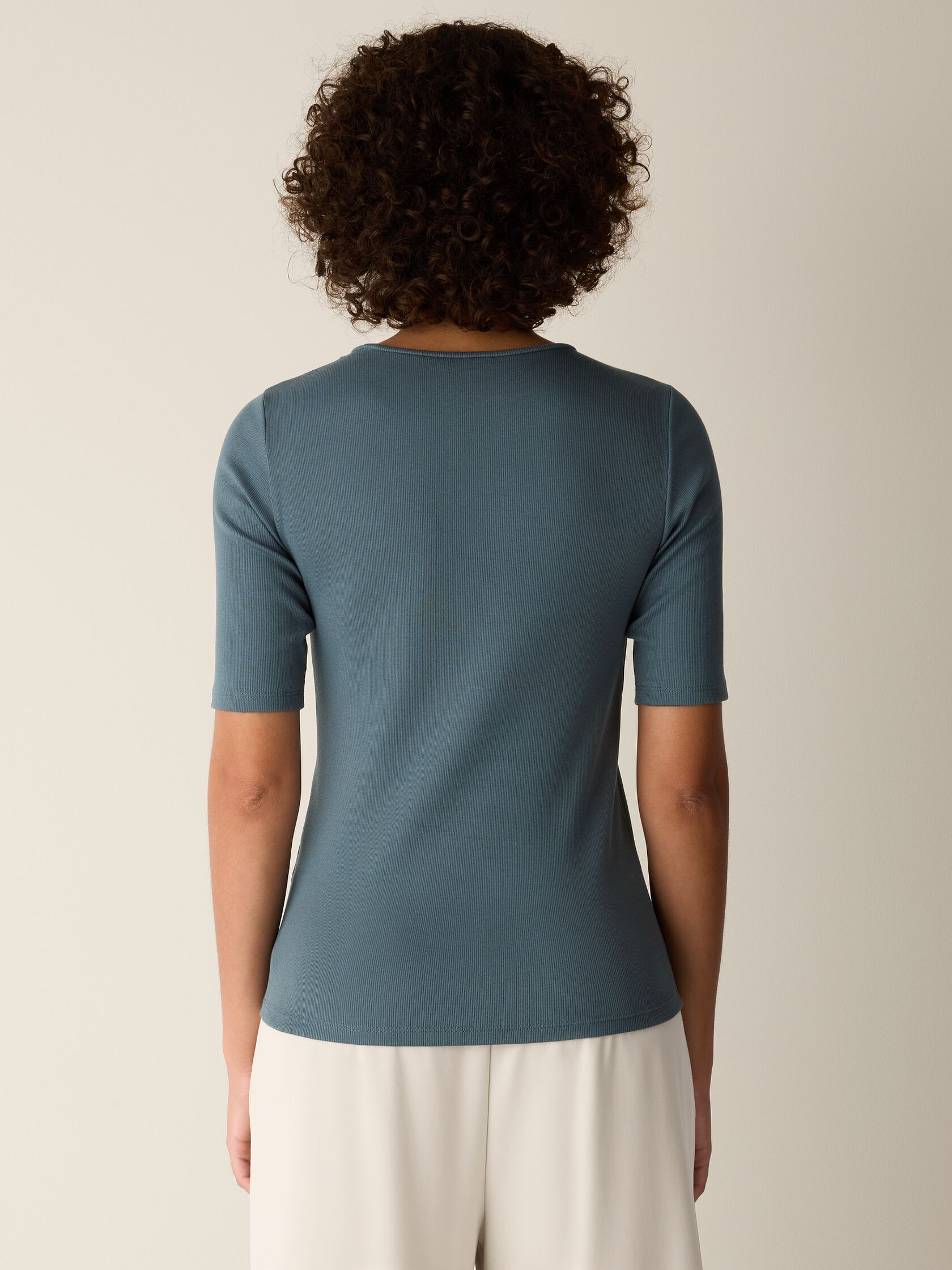 Organic Cotton Stretch Rib Crew Neck Tee