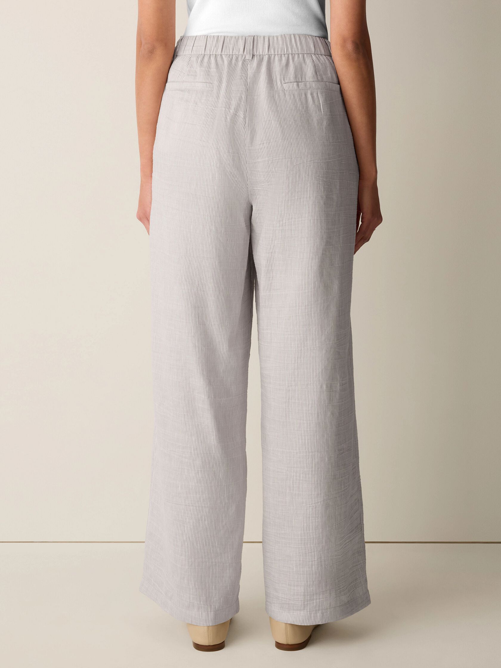 Striped Linen Sheen Full-Length Trouser